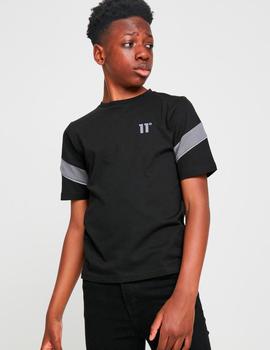 Camiseta JR ELEVEN DEGREES PANELLED TAPE - Black Charcoal