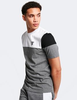 Camiseta CUT AND SEW - Mid Grey Marl / White / Black