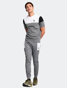 Camiseta CUT AND SEW - Mid Grey Marl / White / Black