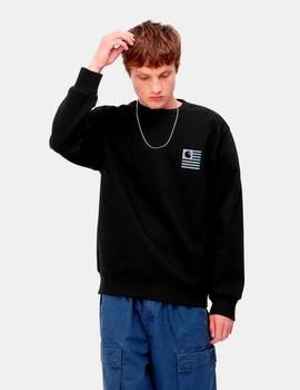 Sudadera Crew CARHARTT LABEL STATE - Black / Misty Sky