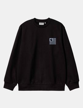 Sudadera Crew CARHARTT LABEL STATE - Black / Misty Sky