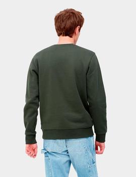 Sudadera Crew CARHARTT SCRIPT EMBROIDERY - Boxwood / White