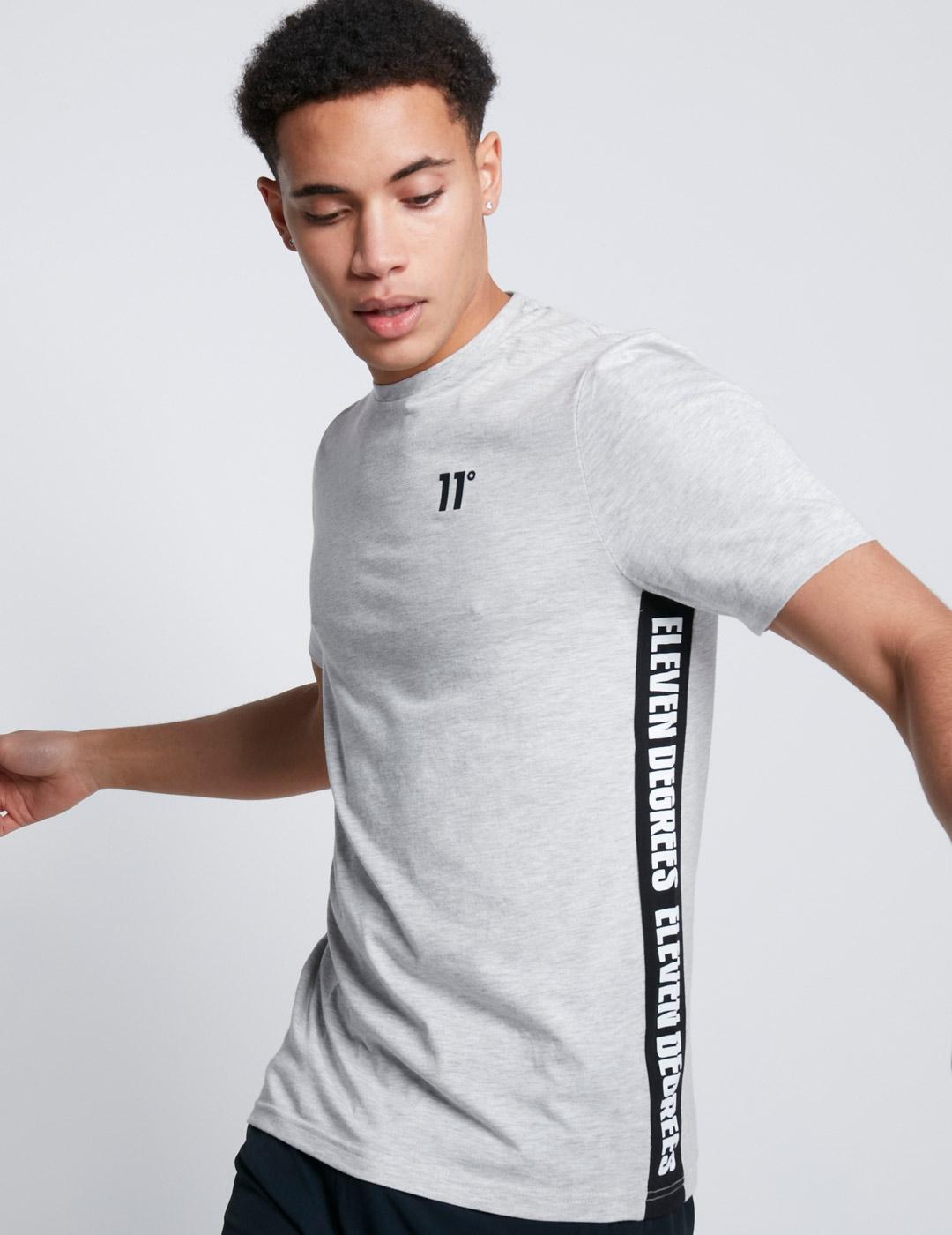 Camiseta 11 DEGREES TEXT PANEL CUT AND SEW - Grey Marl/Black