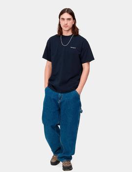 Camiseta CARHARTT WIP SCRIPT EMBROIDERY - Atom Blue / White