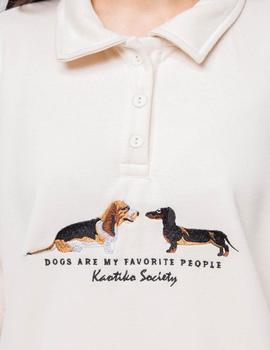 Sudadera Crew KAOTIKO PUPPIES - Bone