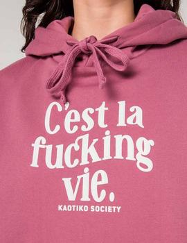 Sudadera Capucha KAOTIKO C'EST LA VIE - Cherry