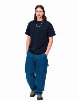 Camiseta CARHARTT WIP SCRIPT EMBROIDERY - Atom Blue / White