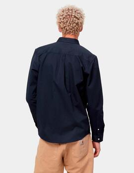 Camisa CARHARTT MADISON LS - Dark Navy / White