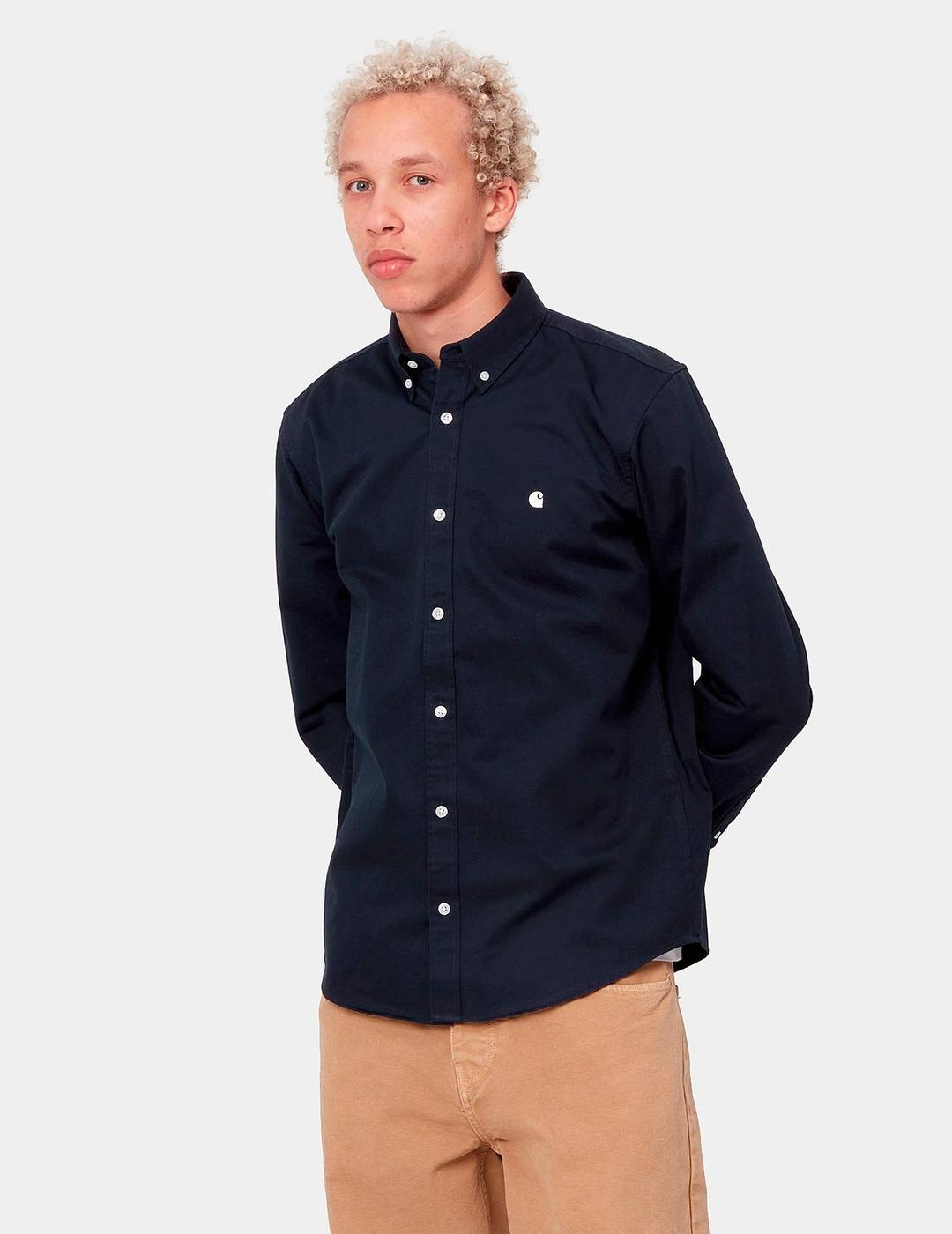 Camisa CARHARTT MADISON LS - Dark Navy / White