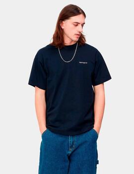 Camiseta CARHARTT WIP SCRIPT EMBROIDERY - Atom Blue / White