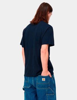 Camiseta CARHARTT WIP SCRIPT EMBROIDERY - Atom Blue / White