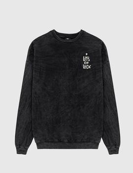 Sudadera Crew KAOTIKO WASHED LOTS OF LUCK - Negro