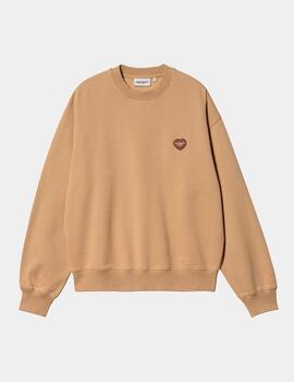 Sudadera Crew Womens CARHARTT HEART PATCH - Dusty H Brown