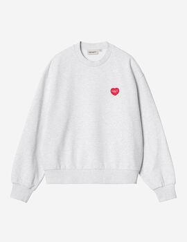 Sudadera Crew Womens CARHARTT HEART PATCH - Ash Heather