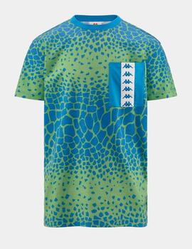Camiseta KAPPA FAPO - Green Dusty/Blue Smurf Graphik/Whi