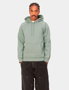 Sudadera Capucha CARHARTT CHASE - Glassy Teal/Gold
