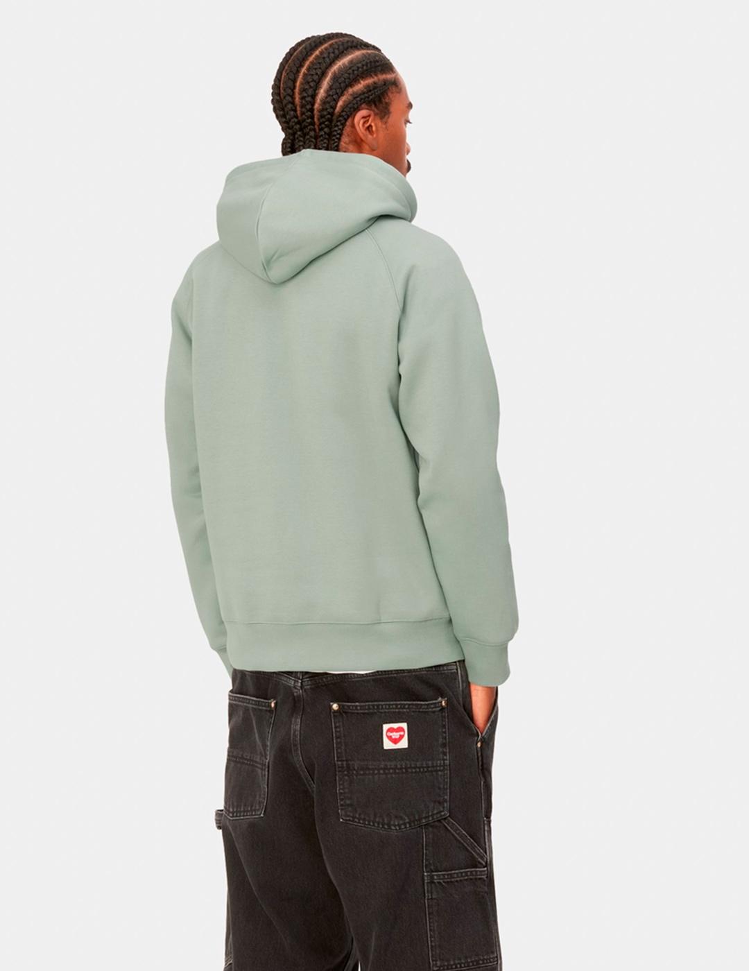 Sudadera Capucha CARHARTT CHASE - Glassy Teal/Gold