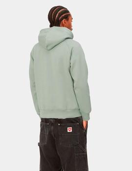 Sudadera Capucha CARHARTT CHASE - Glassy Teal/Gold
