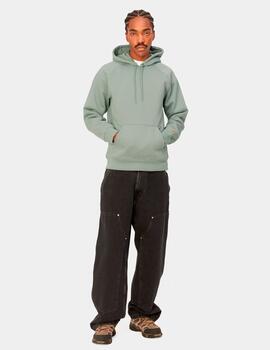 Sudadera Capucha CARHARTT CHASE - Glassy Teal/Gold