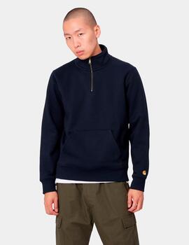 Sudadera CARHARTT CHASE NECK ZIP - Dark Navy/Gold