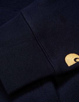 Sudadera CARHARTT CHASE NECK ZIP - Dark Navy/Gold