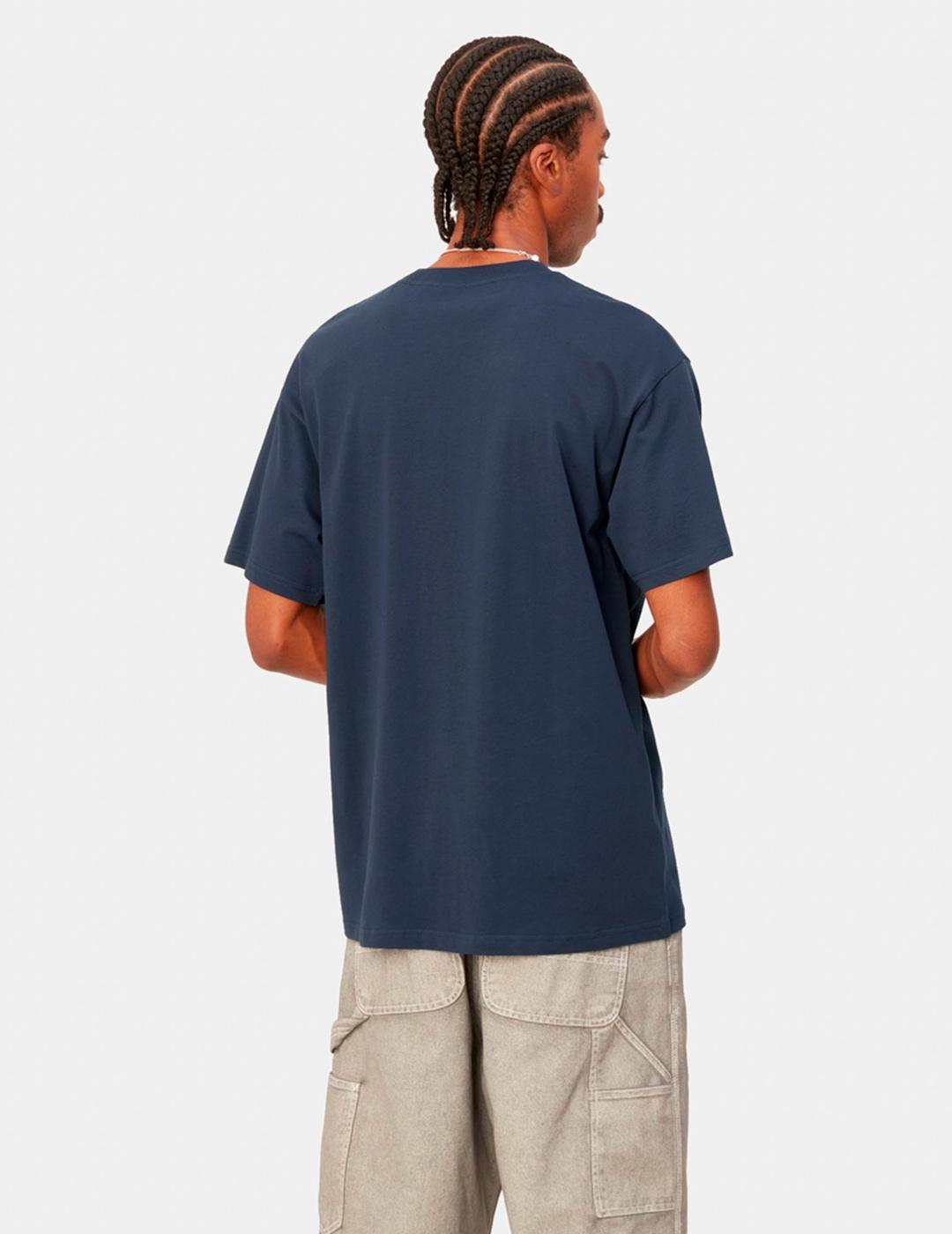 Camiseta CARHARTT SCRIPT EMBROIDERY - Blue/White