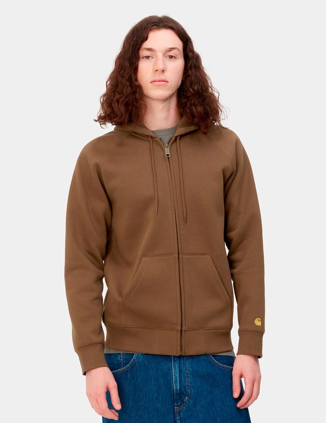 Sudadera Capucha Abierta CARHARTT CHASE - Tamarind/Gold