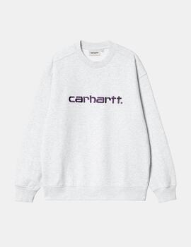 Sudadera W' CARHARTT SWEAT - Ash Heather/Cassis