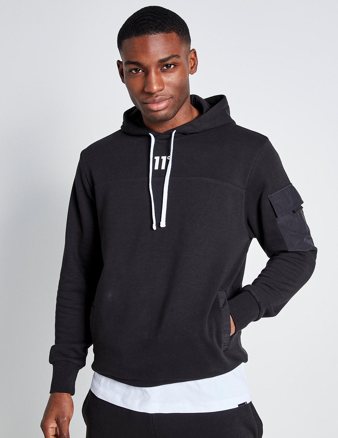 Sudadera 11 DEGREES Capucha WOVEN POCKET - Black