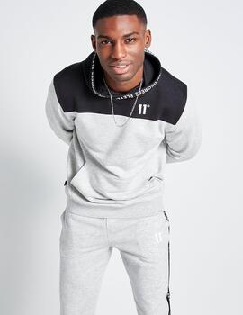 Sudadera Capucha ELEVEN TEXT PRINT BLOCK - Grey Marl / Bl