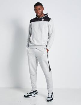 Sudadera Capucha ELEVEN TEXT PRINT BLOCK - Grey Marl / Bl