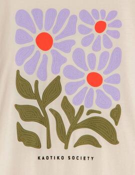 Camiseta KAOTIKO WASHED FLEURS - Ivory