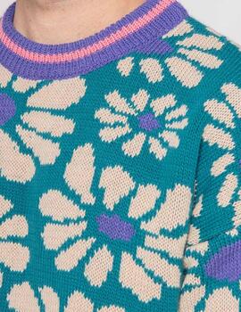 Jersey KAOTIKO FLOWERS - Green/Blue