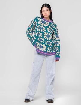 Jersey KAOTIKO FLOWERS - Green/Blue