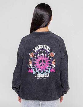 Sudadera Crew KAOTIKO WASHED CELESTIAL DISORDER - Black