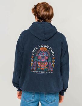 Sudadera Capucha KAOTIKO WASHED FREE YOUR MIND - Navy