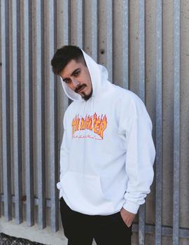 Sudadera capucha Thrasher  FLAME LOGO - Blanco