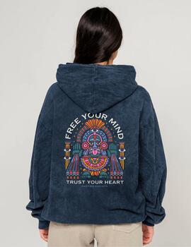 Sudadera Capucha KAOTIKO WASHED FREE YOUR MIND - Navy