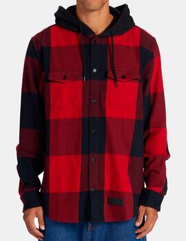 Camisa DC SHOES RUCKUS HOODED - Red/Black/Red