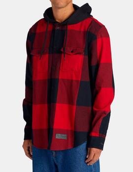 Camisa DC SHOES RUCKUS HOODED - Red/Black/Red