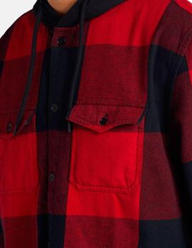 Camisa DC SHOES RUCKUS HOODED - Red/Black/Red