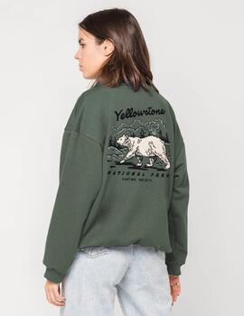 Sudadera Crew KAOTIKO BEAR YELLOWSTONE - Old Green