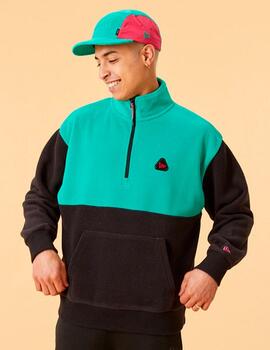 Forro Polar NEW ERA COLOURBLOCK QUARTER ZIP - Black/Green