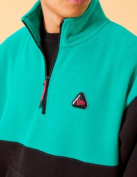 Forro Polar NEW ERA COLOURBLOCK QUARTER ZIP - Black/Green