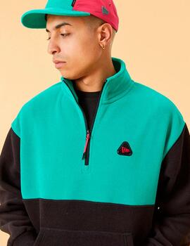 Forro Polar NEW ERA COLOURBLOCK QUARTER ZIP - Black/Green