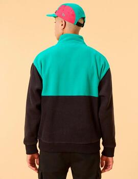 Forro Polar NEW ERA COLOURBLOCK QUARTER ZIP - Black/Green