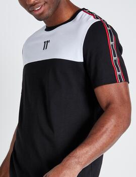 Camiseta 11 COLOUR BLOCK TAPED PIPING - Black / White