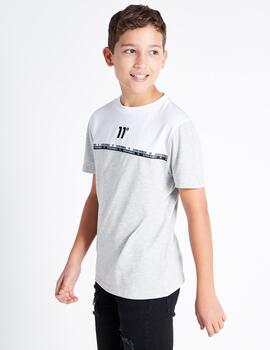 Camiseta Jr 11  DOUBLE TAPED BLOCK - Grey Marl / White