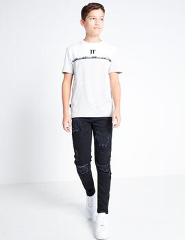 Camiseta Jr 11  DOUBLE TAPED BLOCK - Grey Marl / White