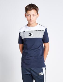 Camiseta Jr 11 COLOUR BLOCK TAPED - Navy / Steel / Wh